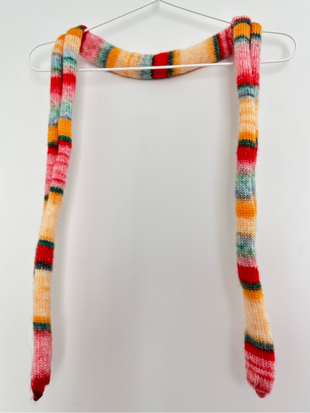 Handmade Y2K Multicolor Striped Knit Thin Scarf